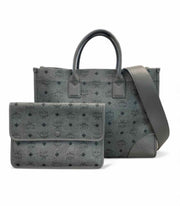 MCM Gray Leather Tote